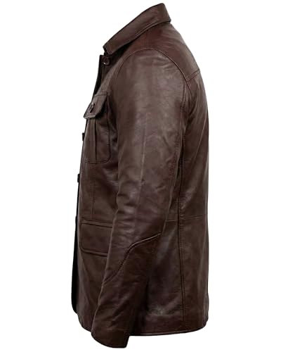 Image of Men's Leather Blazer - Lambskin Leather Blazer Men Genuine Leather Jacket Blazers - Men's Real Leather Sport Coat