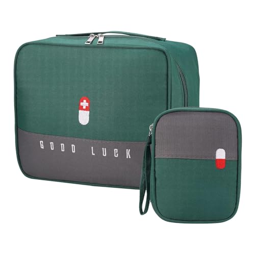 Image of ARURA (LABEL) Medicine Bags, Travel First Aid Box, Empty First Aid Kit Waterproof Medicine Storage Box, First Aid Pouch for Home, Office, Travel, Camping, Hiking (Small + Large)