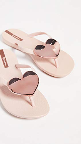 Ipanema Women's Wave Heart Flip Flop - Comfortable & Stylish Summer Sandal With Metallic Heart Embellishment, Anatomic Footbed & Non-Slip Sole, Pink Rose, Size 9 #TOP5