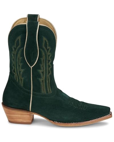 Tony Lama Women's Lea Suede Western Booties Snip Toe - DR3262 7 M US Green2