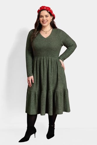 Image of RITERA Plus Size Dresses for Curvy Women Summer Spring Womens Dress V Neck Short Sleeve Casual Dress with Pockets XL-5XL