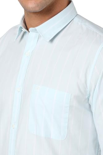 Image of Peter England Men Cotton Slim Fit Stripe Shirt
