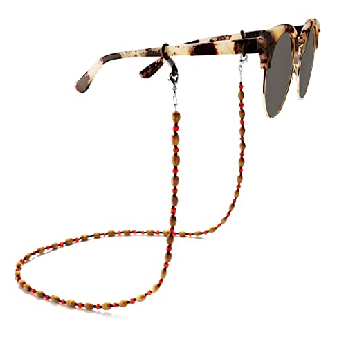 EPASHA Chaîne de lunettes, chaîne de lunettes, cordon de lunettes, sangle de lunettes de lecture, chaîne de retenue de lunettes, lanière de lunettes en perles de bois vintage for hommes et femmes