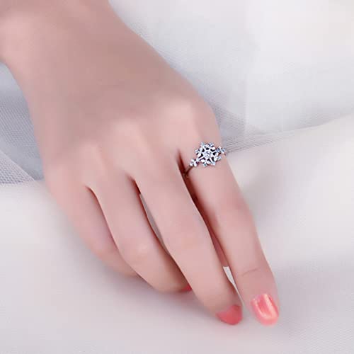 Bague flocon de neige en argent 925 et spinelle bleu brillant