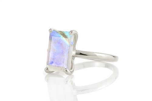 Bague pierre de lune en argent sterling 925, bijou artisanal de naissance de juin avec écrin