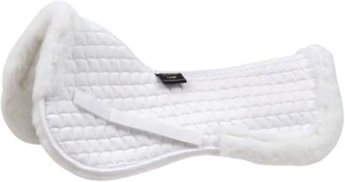 Shires High Wither Fleece Half Pad #88500 - Quilted Synthetic Fleece Pressure-Balancing Horse Saddle Pad White