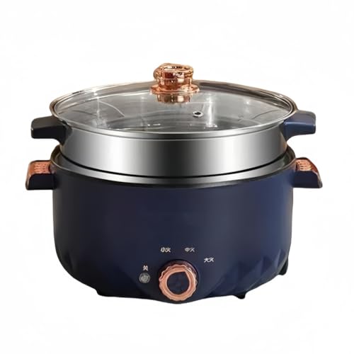 Aeroor多機能炊飯器 3L 大容量 一人暮らし お得 小型鍋 電気炊飯器 多目的鍋セット 二層蒸し層 温度調節機能 取り外し可能 丸ごとお手入れ可能 多目的一人鍋 (ブルー,二重層)