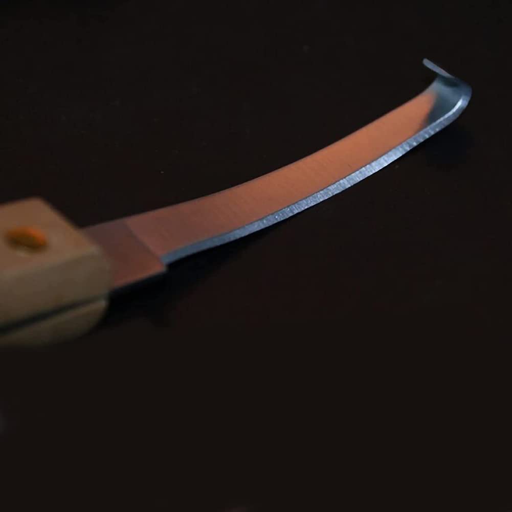 Hufmesser für Ziegen, Hufmesser-Set, Hufschneider-Crimp-Hufschmied-Werkzeug mit ergonomischem Holzgriff, gerade Klingenform aus Kohlenstoffstahl, Hufschneide-Werkzeug für den Einsatz bei Rindern und
