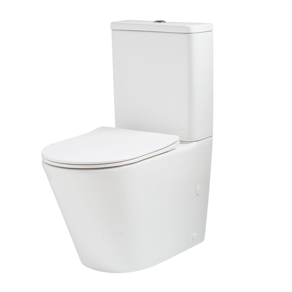 Milano Chrome Colby White Ceramic Close Coupled Toilet Wc Soft Close Seat Dual Flush Button