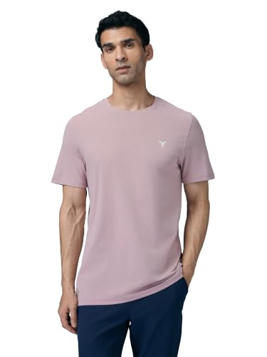 Image of TECHNOSPORT Men's Slim Fit Solid Crew Neck T-Shirt, Cotflex Quick Dry Wrinkle Resistant Polyester Sports Tee for Gym, Running, Training, Sports