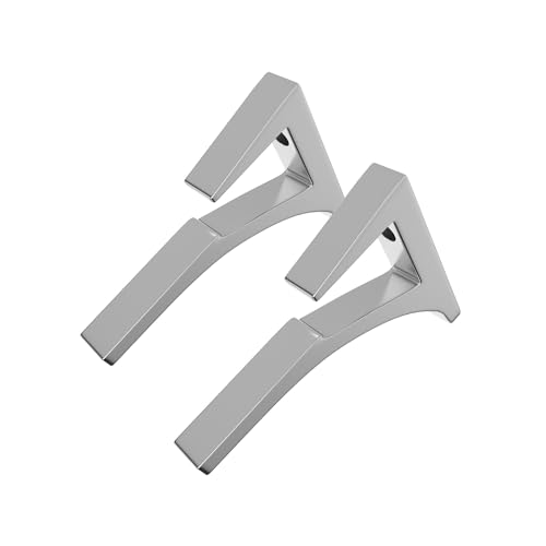 Brixwell Aluminum Shelf Bracket 5 1/16 Length Chrome Finish Adjustable Support for 3/8 to 1/2 Glass Perfect for Wall-Mounted Floating Glass Shelves Sleek Design Pack of 2