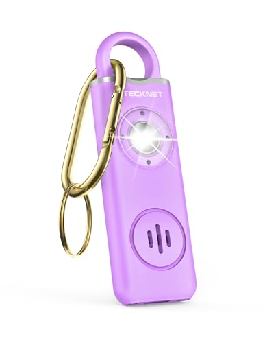 TECKNET Rechargeable Personal Safety Alarm for Women, 130dB Self Defense Keychain Alarm with SOS Strobe Light, Low Battery Notice, Loud Siren Safety Keychain for Girls Kids Elderly - Purple