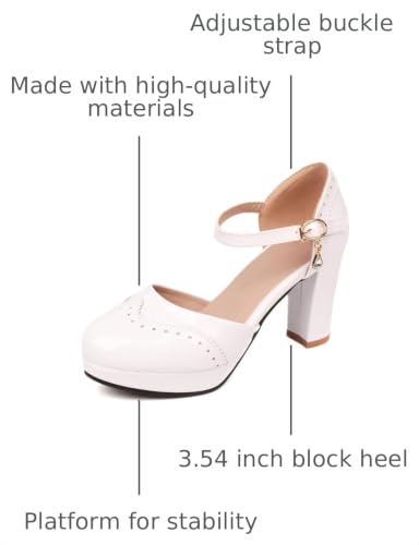 Image of FOREADA Lolita Bow Platform High Heel Women Rockabilly Mary Jane Dress Pump | Boasts soft kawaii retro vintage lolita tea party aesthetic, with block heel ,bow, round toe versatile style for dress wear