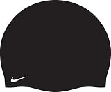 Nike Swim Unisex Solid Silicone Adult Cap, Black/White - OS