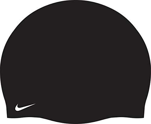 Nike Swim Unisex Solid Silicone Adult Cap, Black/White - OS