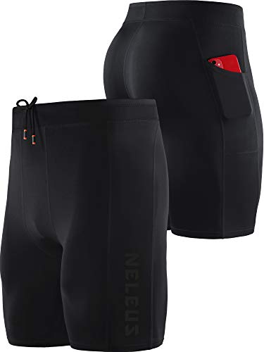 NELEUS Men's 3 Pack Running Compression Shorts with Pockets2
