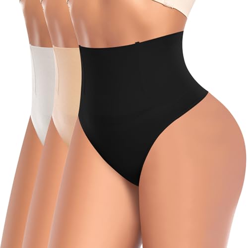 Image of Werena Tummy Control Thong Shapewear for Women High Waist Shaping Underwear Seamless Thongs Panties