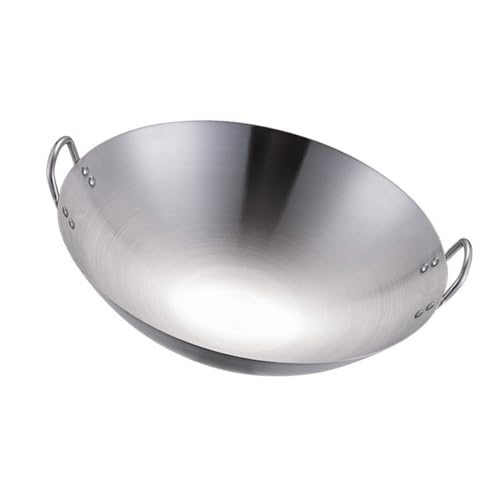 Wok de acero inoxidable con doble mango y fondo grueso miniatura 1