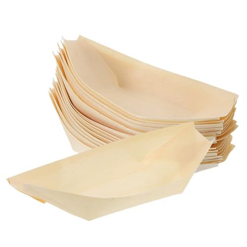 DONFAMDS 50個使い捨てクラフト紙製フードサービングトレイ 耐油性ペーパーボート 多用途食品包装 舟形皿 フライドポテト 串焼き バーベキュ