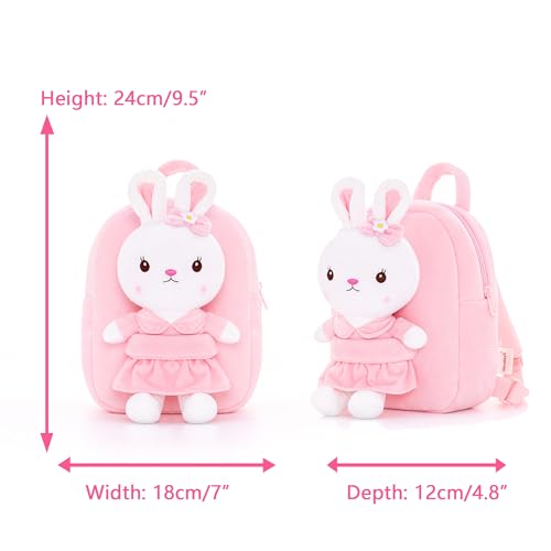 Image of Gloveleya Kids Backpack Toddler Backpacks with Stuffed Bunny Toy Pink 9''