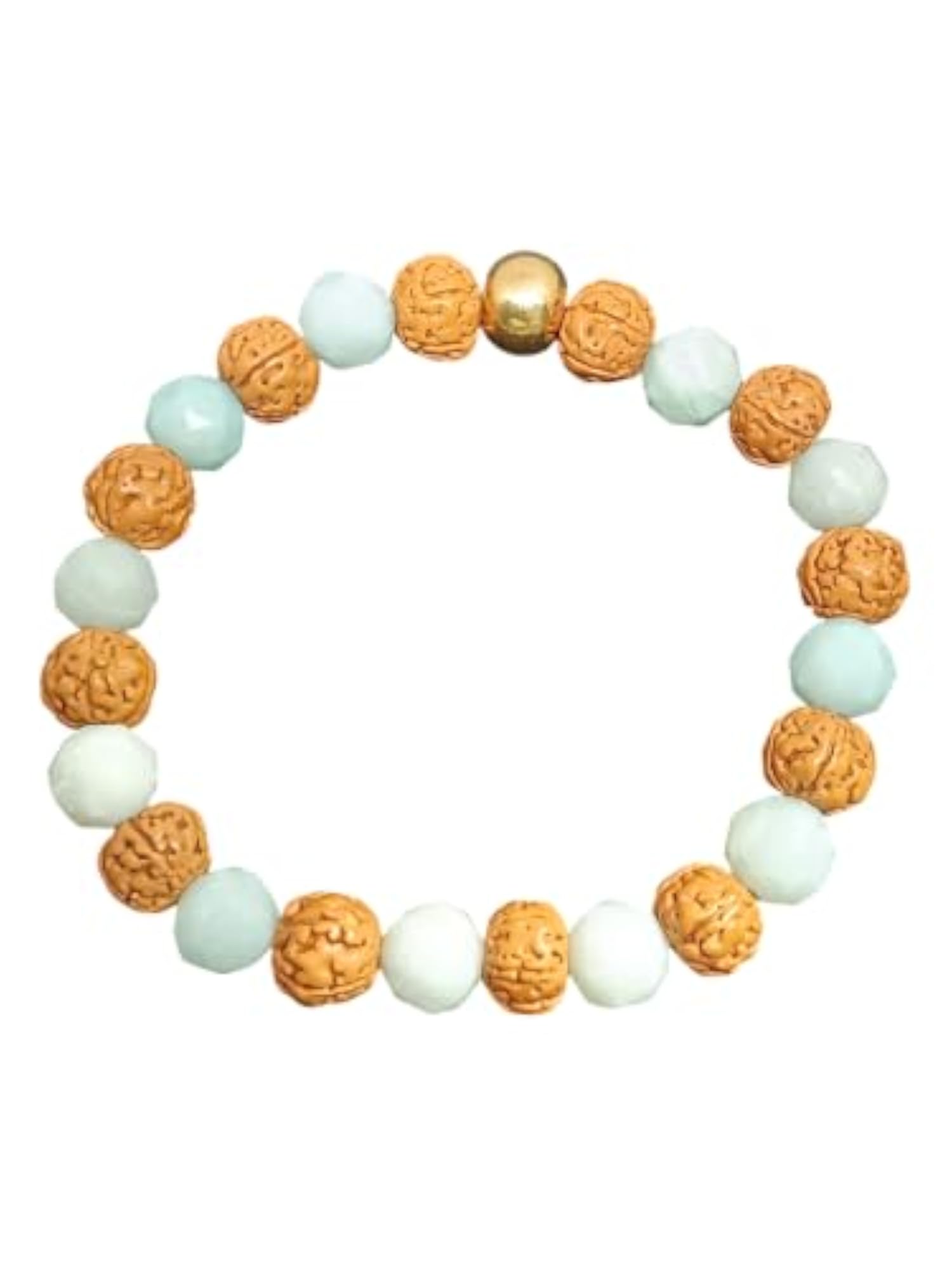 Amazonite & Rudraksha Natural Beaded Bracelet, Spiritual Gift