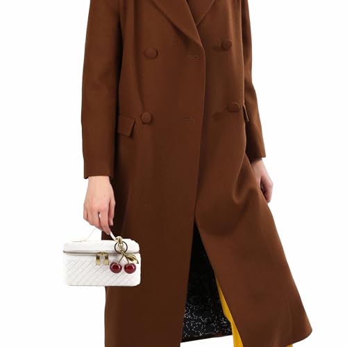 Image of Small Woven Box Crossbody Bags for Women Mini Top Handle Clutch Purse | Designer Leather Square Vanity Bag with Cherry Charm