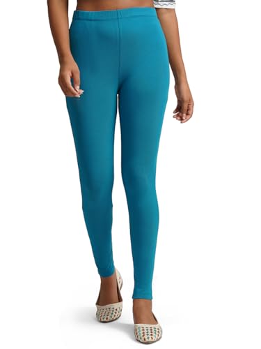 Image of ONE SKY Women Full Length Leggings | Cotton Modal Spandex Blend | High Waist Stretchable & Bio-Washed Fabric | Colour-Lock Technology | Comfortable Leggings for Women