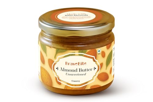 Image of BraveBite Almond Butter | 100% Roasted Almonds Spread | Creamy Almond Nut Spread| 350g