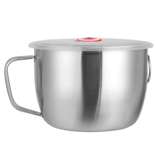Alipis Stainless Steel Kitchen Bowl Capacity Food Container for Ramen Rice and Soup with Lid and Multi Functional for Home and Dorm Use Smooth Surface