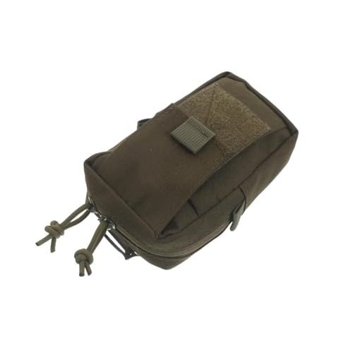 Alasum Bolsa para Teléfono Móvil al Aire Libre Correa Ajustable para Mochila, Bolso de Senderismo en Color Verde Militar, Bolsillo Cremallera para Accesorios de Camping y Herramientas,