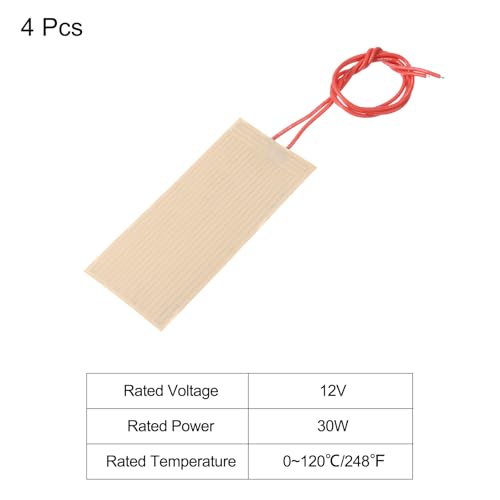 sourcing map Heizfolie Heizplatte, 24V 30W Polyimid Heizpad, selbstklebende PI Heizelemente Folie 100mmx45mm Heizstreifen für konstante Temperatur, Packung mit 4 Stück