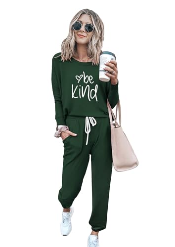 Image of PRETTYGARDEN Women's Two Piece Outfit Long Sleeve Crewneck Pullover Tops And Long Pants Tracksuit | Long Sleeve Shirts, Jogger Pants Pockets, Matching Track Suits, Fall Spring Comfy Clothes for Casual Outing, Cruise, Airport