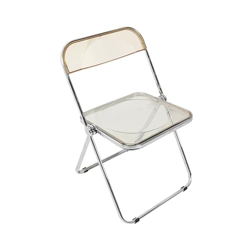 Chaise pliante en acrylique jaune transparent avec dossier et support plaqué, style industriel, chaise de salle à manger moderne, 1 pièce