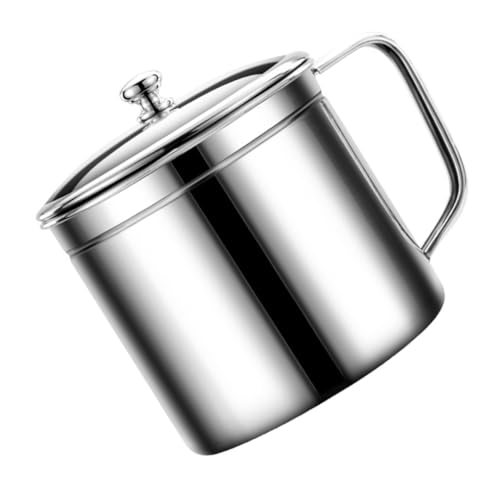 AUTSUPPL 1pezzi Contenitore Filtrante Per Olio Acciaio Inossidabile Con Coperchio Vaso Da Cucina Per Conservazione Olio Facile Da Pulire e Riutilizzabile Efficienza Nel Filtro Delle