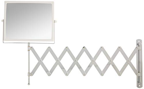 Jerdon 8.3-Inch X 6.5-Inch Two-Sided Swivel Wall Mount Mirror - Vanity Mirror With 5X Magnification & 30 Inch Wall Extension - White Base With Chrome Finish Handle - Model J2020C #TOP3