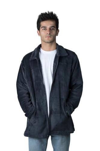 BABELO HOMEWEAR Bata hombre con bolsillos laterales antracita (FR/ES, Letras, XL, Regular, Regular, Antracita)