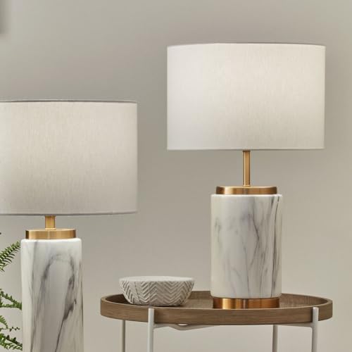 Pacific Lifestyle White Marble Effect Ceramic Lamp | Art Deco Table Lamps for Living Room