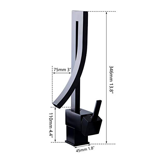 Mitigeur de lavabo eau chaude froide robinet salle de bains laiton noir mat - 4