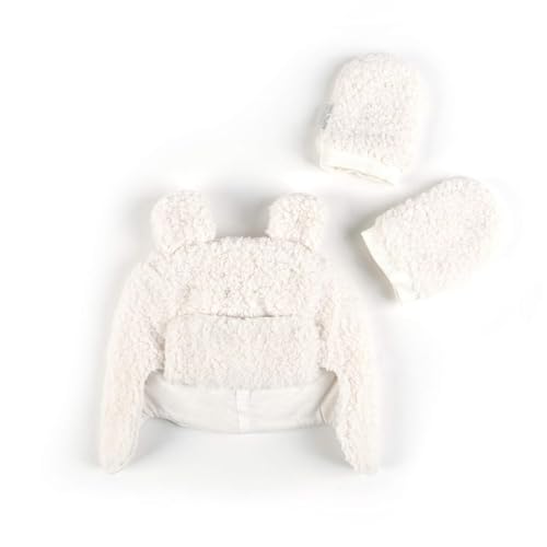 Tadpoles Super Soft Plush Sherpa Hat & Mittens Set, Ivory