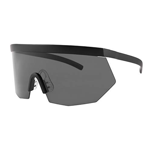 FEISEDY Oversized Flat Top Shield Glasses Mirrored Lens Semi Rimless Style Sun Visors Sunglasses B2727