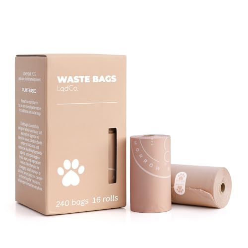 Image of Bio-Based Dog Poop Bags, Silky Soft & Leak-Proof, Lavender-Scented, Made from Cornstarch 16 Rolls, 240 Bags