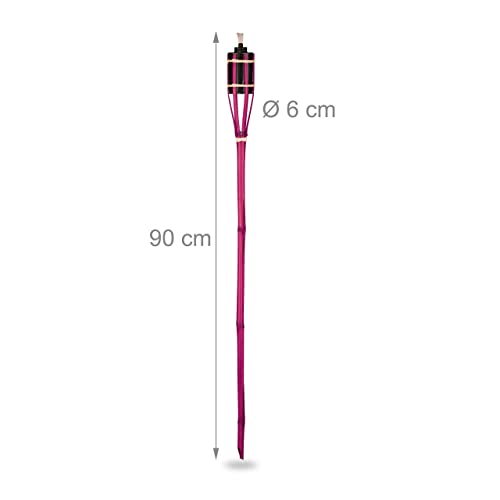 Torche Jardin Bambou - Éclairage Extérieur sans Électricité de 90 cm Rose