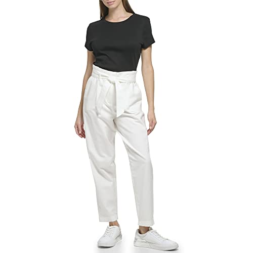 Calvin Klein Women's Conforming Wide Ring Belt Cotton Blend Slim Pant4