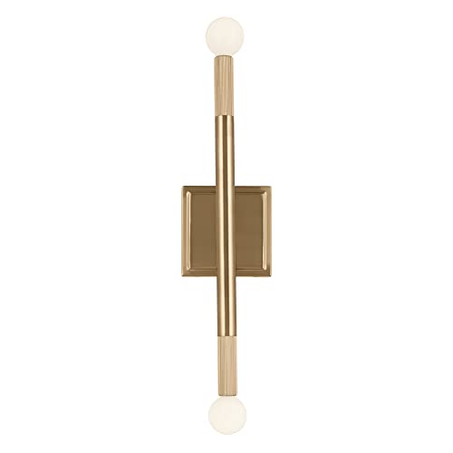 Image of Kichler Odensa 2-Light Wall Vanity, Modern Light in Champagne Bronze, Mount Horizontally or Vertically, for Illuminating Art, TV, Mirrors, Bookshelves, Bed, Vanity, Bar, Hallways (17 inch x 5 inch), 52556CPZ
