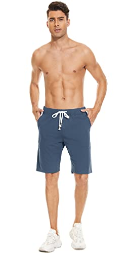 Janmid Men's Casual Classic Fit Cotton Elastic Jogger Gym Shorts Navy Blue Xl #TOP4