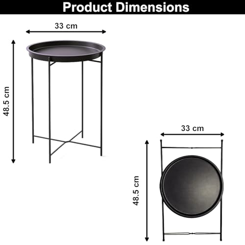 Image of Amazon Brand - Umi Round Metal Side Table for Living Room & Bedroom - Modern Bedside Table, Coffee Table, Corner Table with Sturdy Iron Frame, Black, 33x33x48-Small