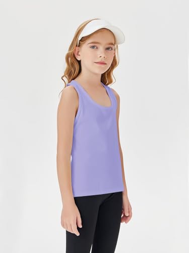 Image of Haloumoning Girls Athletic Tank Tops Racerback Sleeveless Dry Fit Active Sports Running Yoga Shirts