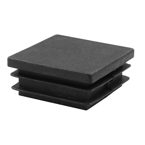 Image of Bonsicoky 1-1 /2 inch Square Plastic Plugs, Black, 8 Pack | Tubing End Caps, Insert for Square Tube, For Furniture Legs