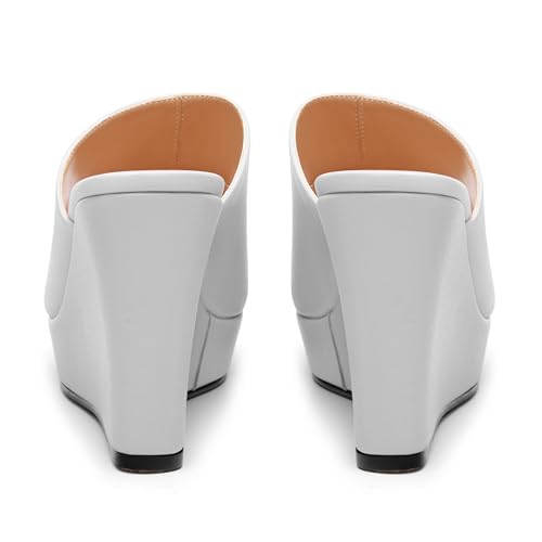 Women's Platform Heels Wedge Sandals Open Toe Slip on High Heels Comfortable Matte Mules Heeled Sandals Dressy Pumps Shoes4