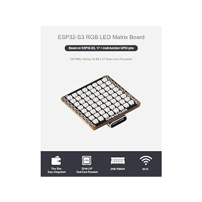 waveshare ESP32-S3 RGB LED Matrix Development Board,Onboard 88 RGB LED Matrix,QMI8658C Attitude Sensor,Adopts ESP32-S3FH4R2 Chip with Dual-core Processor,Supports Wi-Fi,Bluetooth 5 (LE)